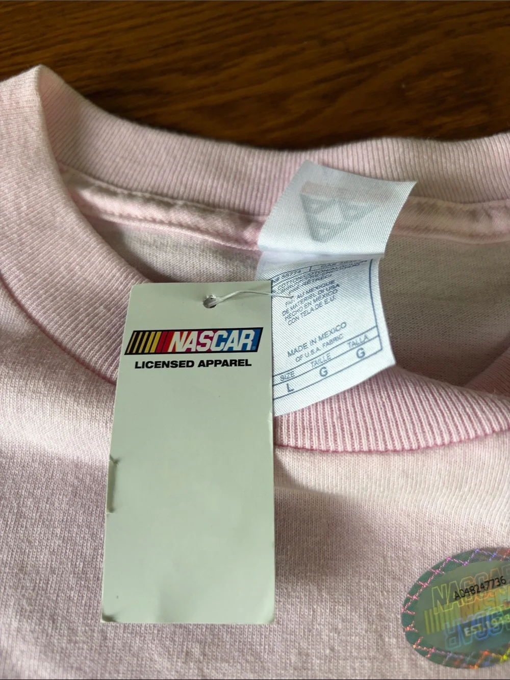 Nascar Light Pink Short Sleeve Tee with Black Graphic Arrow - Picture 2 of 9
